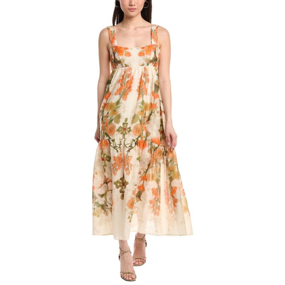 Marchesa Notte Womens  Ramie Sleeveless Maxi Dress, Pink
